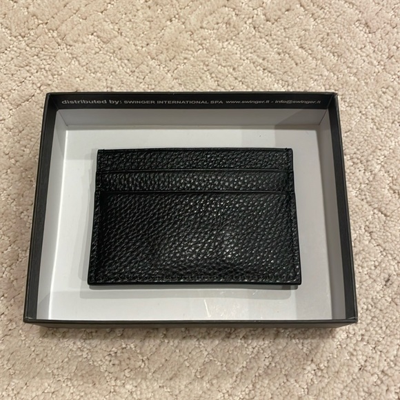 Versace Jeans Couture Range Metal Logo-Plaque Black Grain Leather Cardholder - Picture 4 of 5